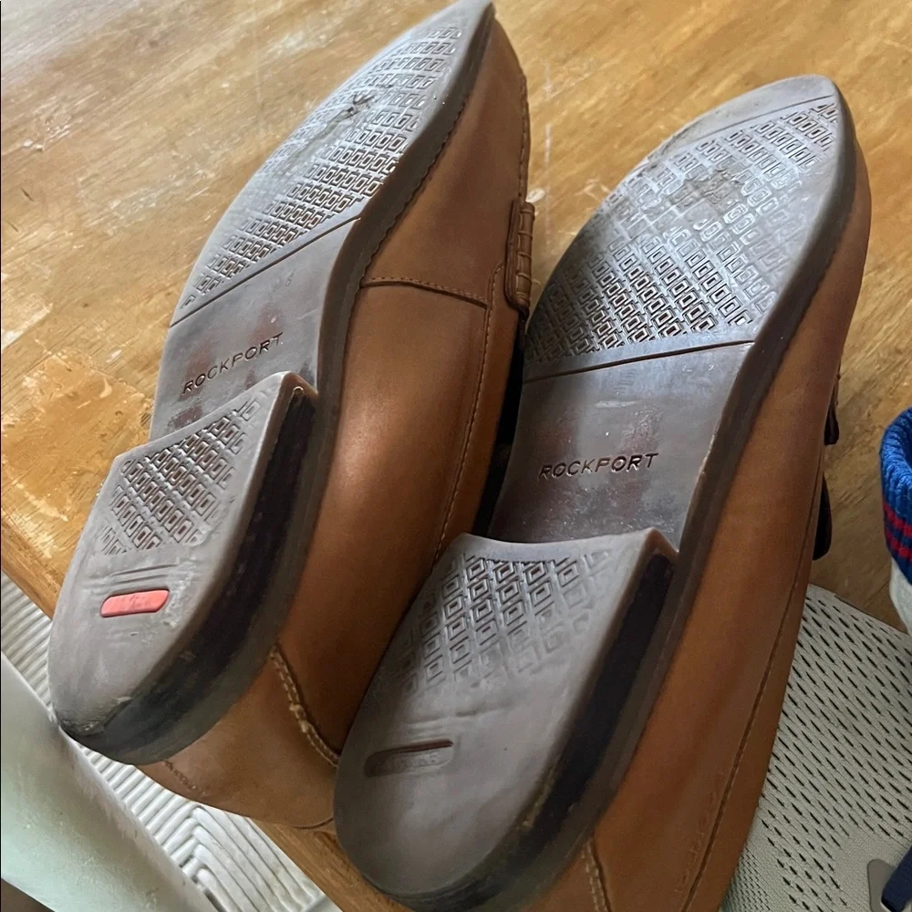 Rockport Men's Tan Leather Penny Loafers Size 12W Wide Slip On Comfort Dress